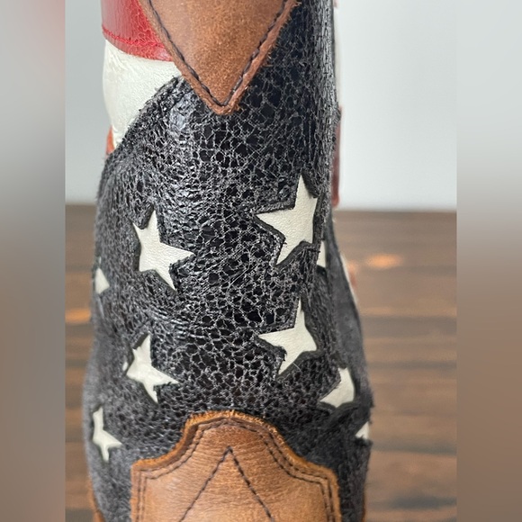Old West, 11 little kid, American Flag square toe cowboy country western boots - Picture 11 of 12
